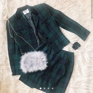 Vintage Plaid Skirt and Blazer Set